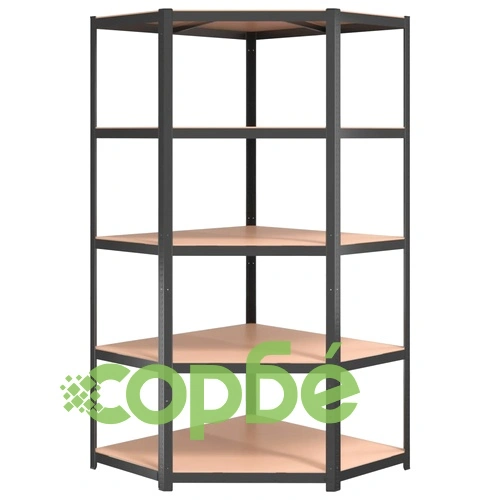Стелажи с 5 рафта, 3 бр, антрацит, стомана и инженерно дърво ➤ топ цена ➤ sorbe.bg