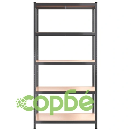Стелажи с 5 рафта, 4 бр, антрацит, стомана и инженерно дърво ➤ топ цена ➤ sorbe.bg