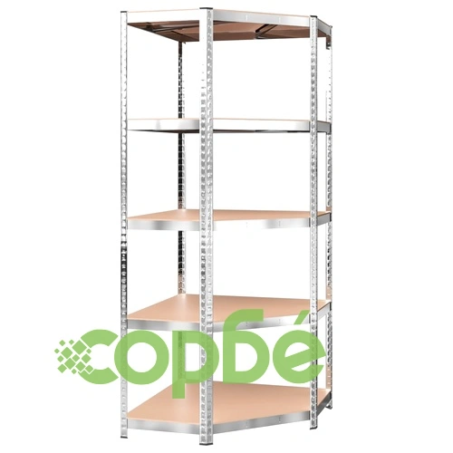 Стелажи с 5 рафта, 4 бр, сребристи, стомана и инженерно дърво ➤ топ цена ➤ sorbe.bg