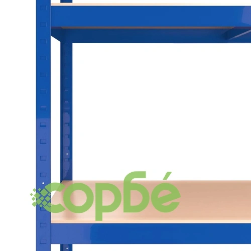 Стелажи с 5 рафта, 4 бр, сини, стомана и инженерно дърво ➤ топ цена ➤ sorbe.bg