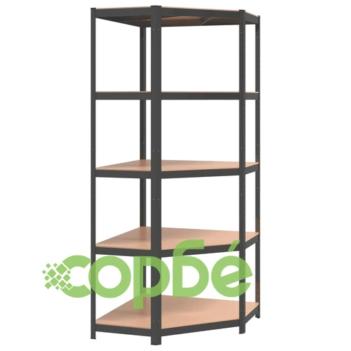 Стелажи с 5 рафта, 2 бр, антрацит, стомана и инженерно дърво ➤ топ цена ➤ sorbe.bg