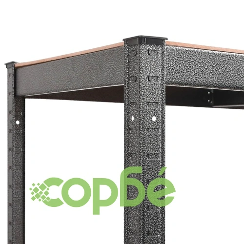 Здрави стелажи с 5 рафта 2 бр сиви стомана и инженерно дърво ➤ топ цена ➤ sorbe.bg