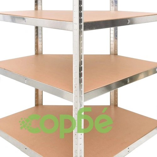 Стелажи с 5 рафта, 2 бр, сребристи, стомана и инженерно дърво ➤ топ цена ➤ sorbe.bg