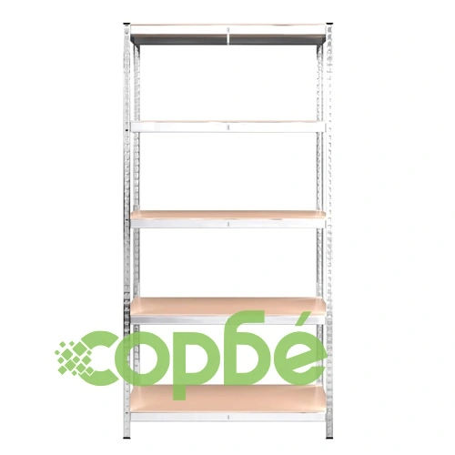 Стелажи с 5 рафта, 3 бр, сребристи, стомана и инженерно дърво ➤ топ цена ➤ sorbe.bg