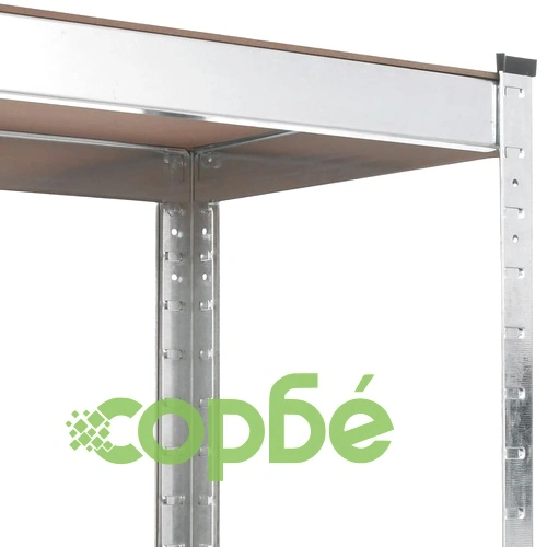 Стелажи с 5 рафта, 3 бр, сребристи, стомана и инженерно дърво ➤ топ цена ➤ sorbe.bg