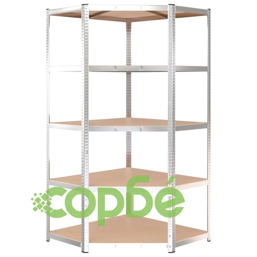 Стелажи с 5 рафта, 5 бр, сребристи, стомана и инженерно дърво ➤ топ цена ➤ sorbe.bg
