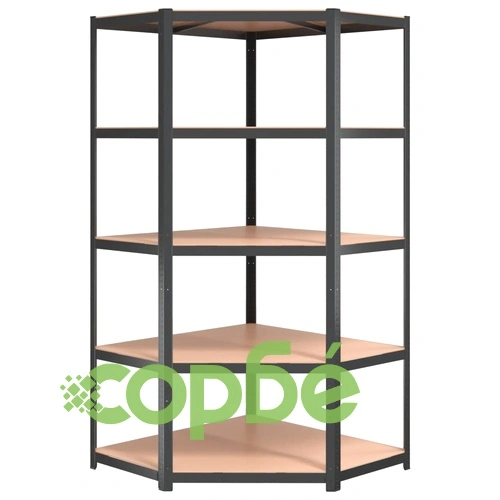 Стелажи с 5 рафта, 2 бр, антрацит, стомана и инженерно дърво ➤ топ цена ➤ sorbe.bg