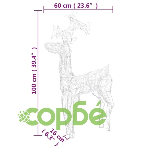 Коледна украса северни елени, 3 бр, 60x16x100 см, акрил ➤ топ цена ➤ sorbe.bg