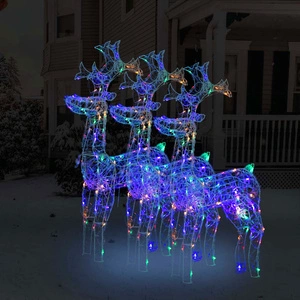 Коледна украса северни елени, 3 бр, 60x16x100 см, акрил