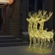 XXL Акрилни коледни елени, 250 LED, 3 бр, 180 см, топло бяло