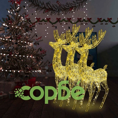 XXL Акрилни коледни елени, 250 LED, 3 бр, 180 см, топло бяло ➤ топ цена ➤ sorbe.bg