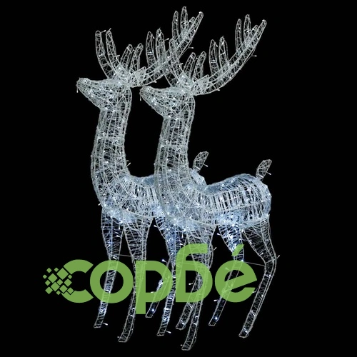 XXL Акрилни коледни елени, 250 LED, 2 бр, 180 см, студено бяло ➤ топ цена ➤ sorbe.bg