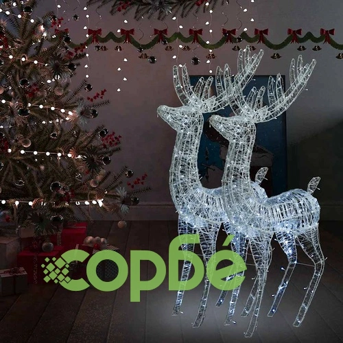 XXL Акрилни коледни елени, 250 LED, 2 бр, 180 см, студено бяло ➤ топ цена ➤ sorbe.bg