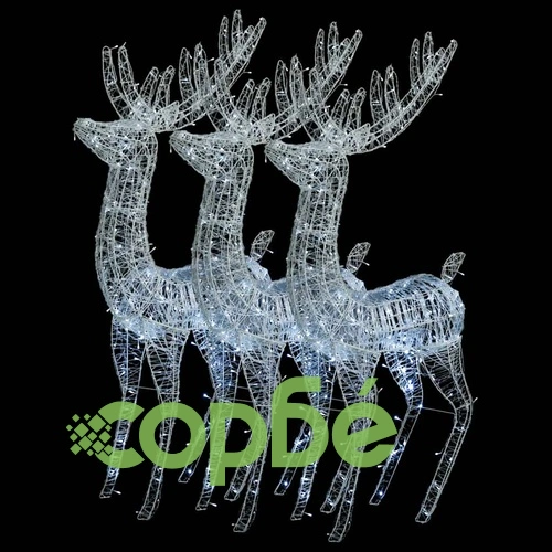 XXL Акрилни коледни елени, 250 LED, 3 бр, 180 см, студено бяло ➤ топ цена ➤ sorbe.bg