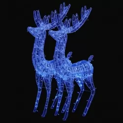 XXL Акрилни коледни елени, 250 LED, 2 бр, 180 см, сини