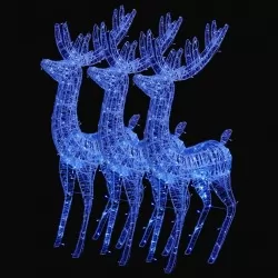 XXL Акрилни коледни елени, 250 LED, 3 бр, 180 см, сини