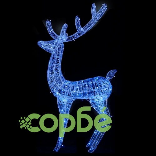 XXL Акрилни коледни елени, 250 LED, 3 бр, 180 см, сини ➤ топ цена ➤ sorbe.bg