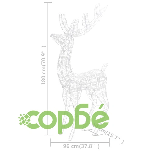 XXL Акрилни коледни елени, 250 LED, 3 бр, 180 см, сини ➤ топ цена ➤ sorbe.bg