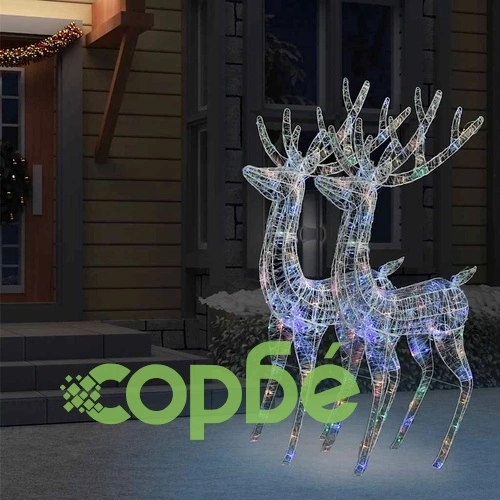 XXL Акрилни коледни елени, 250 LED, 2 бр, 180 см, многоцветни ➤ топ цена ➤ sorbe.bg
