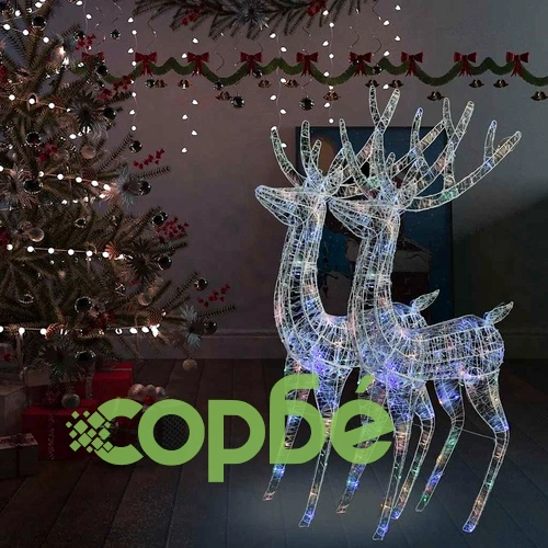 XXL Акрилни коледни елени, 250 LED, 2 бр, 180 см, многоцветни ➤ топ цена ➤ sorbe.bg