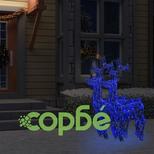 Коледна украса северни елени, 2 бр, 60x16x100 см, акрил ➤ топ цена ➤ sorbe.bg