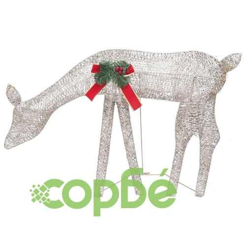 Коледни елени, 6 бр, златисти, топло бяло, мрежа ➤ топ цена ➤ sorbe.bg