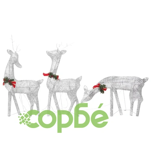 Коледни елени, 6 бр, сребристи, студено бяло, мрежа ➤ топ цена ➤ sorbe.bg