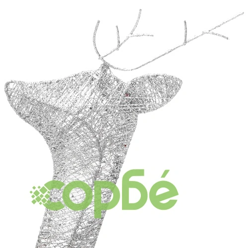 Коледни елени, 6 бр, сребристи, студено бяло, мрежа ➤ топ цена ➤ sorbe.bg