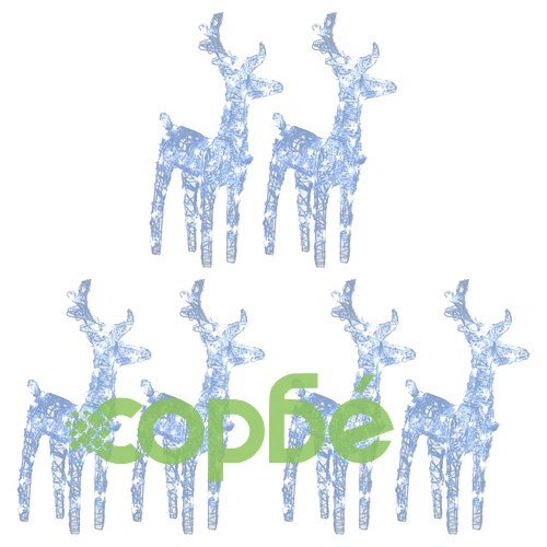 Коледни елени, 6 бр, студено бяло, 240 LED, акрил ➤ топ цена ➤ sorbe.bg