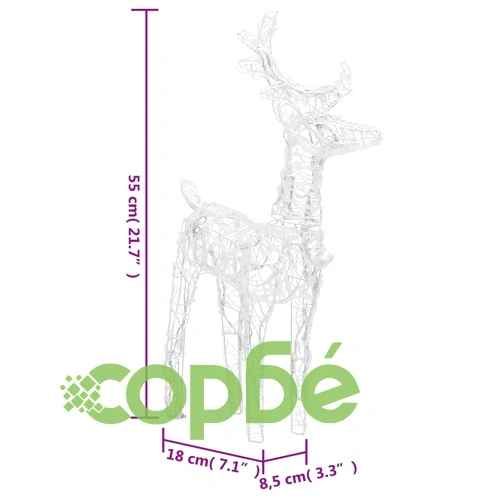 Коледни елени, 4 бр, многоцветни, 160 LED, акрил ➤ топ цена ➤ sorbe.bg