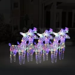 Коледни елени, 6 бр, многоцветни, 240 LED, акрил
