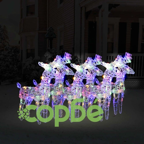 Коледни елени, 6 бр, многоцветни, 240 LED, акрил ➤ топ цена ➤ sorbe.bg