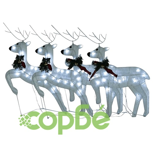 Коледни елени, 4 бр, бяла, 80 LED ➤ топ цена ➤ sorbe.bg