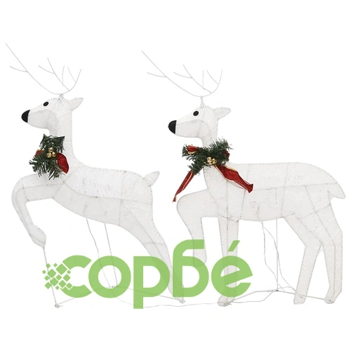 Коледни елени, 4 бр, бяла, 80 LED ➤ топ цена ➤ sorbe.bg