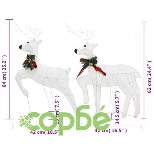 Коледни елени, 4 бр, бяла, 80 LED ➤ топ цена ➤ sorbe.bg
