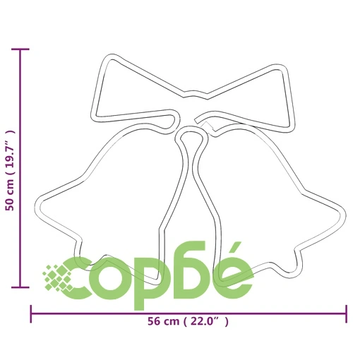 Фигури коледни звънчета със 72 светодиода, 3 бр, 50x56 см ➤ топ цена ➤ sorbe.bg