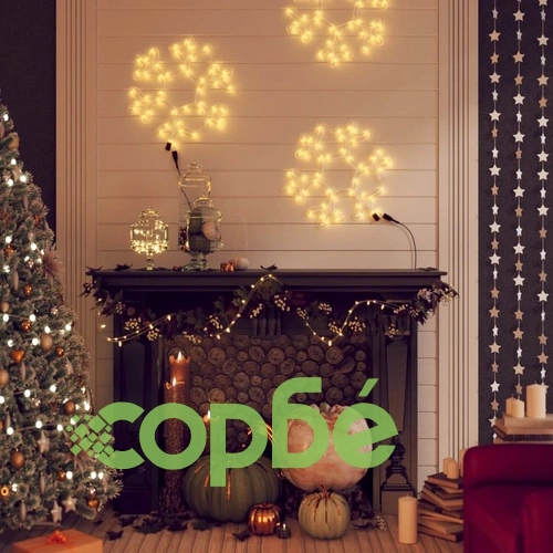 Коледни фигури снежинки с LED, 2 бр, топло бяло, 27x27 см ➤ топ цена ➤ sorbe.bg