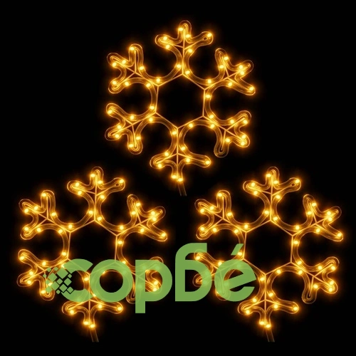 Коледни фигури снежинки с LED, 3 бр, топло бяло, 27x27 см ➤ топ цена ➤ sorbe.bg