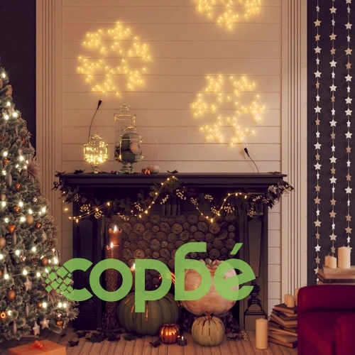 Коледни фигури снежинки с LED, 2 бр, топло бяло, 38x37 см ➤ топ цена ➤ sorbe.bg