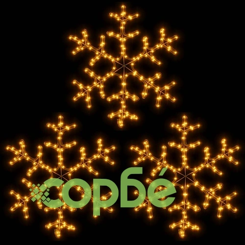 Коледни фигури снежинки с LED, 3 бр, топло бяло, 59x59 см ➤ топ цена ➤ sorbe.bg