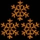 Коледни фигури снежинки с LED, 3 бр, топло бяло, 59x59 см