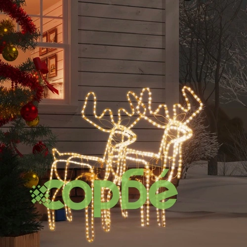 Коледни фигури на елени с движещи се глави, 2 бр, топло бяло ➤ топ цена ➤ sorbe.bg