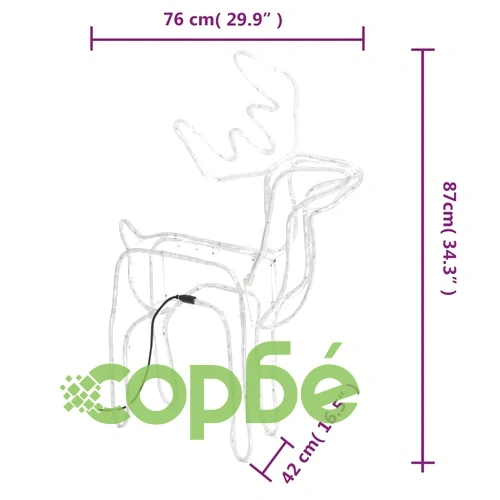 Коледни фигури на елени, 2 бр, студено бяло, 76x42x87 см ➤ топ цена ➤ sorbe.bg