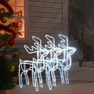 Коледни фигури на елени, 3 бр, студено бяло, 76x42x87 см