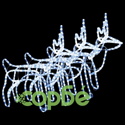 Коледни фигури на елени, 3 бр, студено бяло, 60x30x60 см ➤ топ цена ➤ sorbe.bg