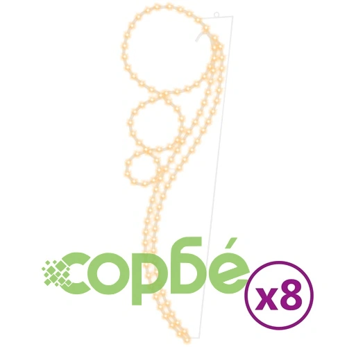 Светещ маркуч с форма на топки 8 бр топло бяло 111,5x35x4,5 см ➤ топ цена ➤ sorbe.bg