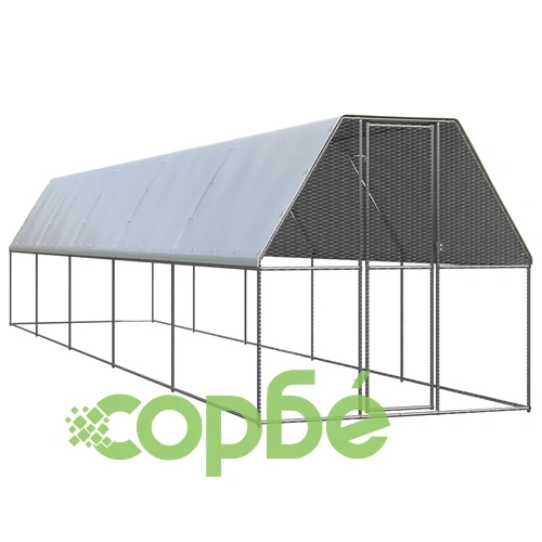 Външна клетка за пилета, 2x10x2 м, поцинкована стомана ➤ топ цена ➤ sorbe.bg