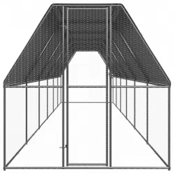 Външна клетка за пилета, 2x12x2 м, поцинкована стомана