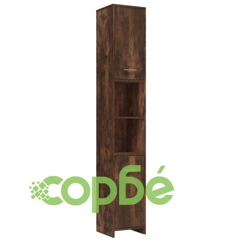 Комплект мебели за баня от 4 части, опушен дъб, инженерно дърво ➤ топ цена ➤ sorbe.bg