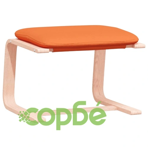 Релаксиращ стол с табуретка, тъмножълто, текстил ➤ топ цена ➤ sorbe.bg